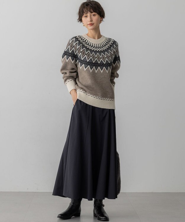 23区 L 【洗える】ストレッチタイプライター フレア スカート ブラック系