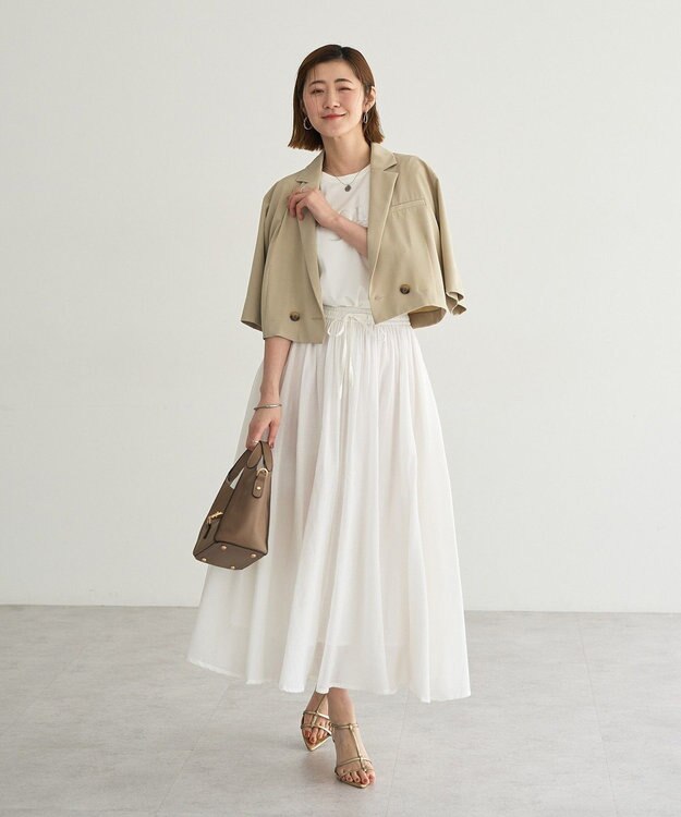 YECCA VECCA ハーフスリーブクロップドジャケット Gray Beige