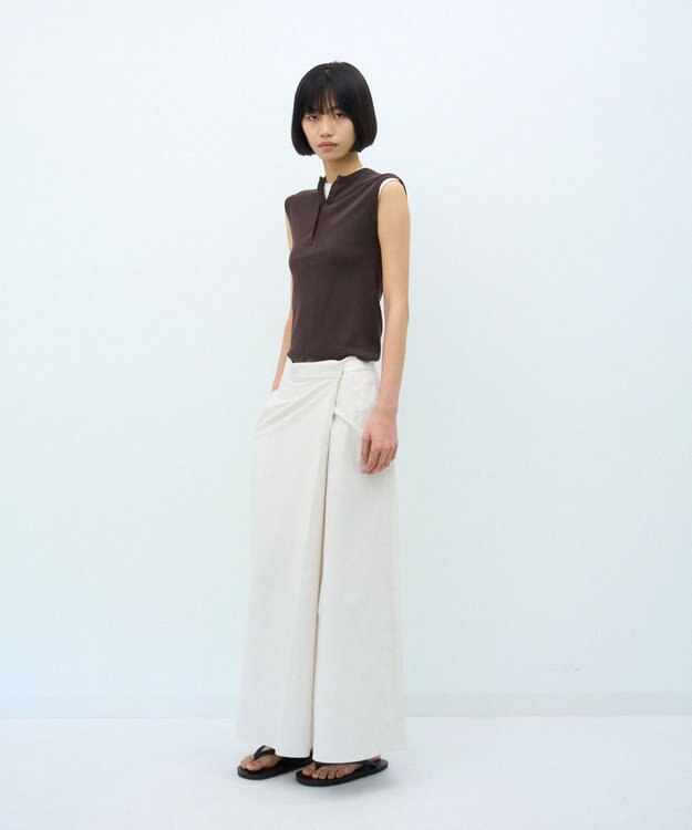ATON FRESCA CIRCULAR RIB | ヘンリーネックプルオーバー DARK BROWN