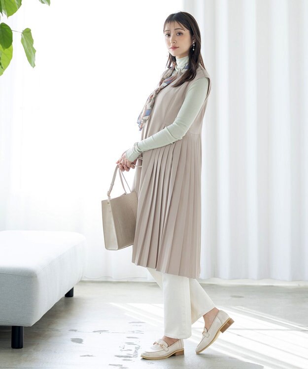 Tiaclasse L 【洗える】ジレワンピース グレージュ