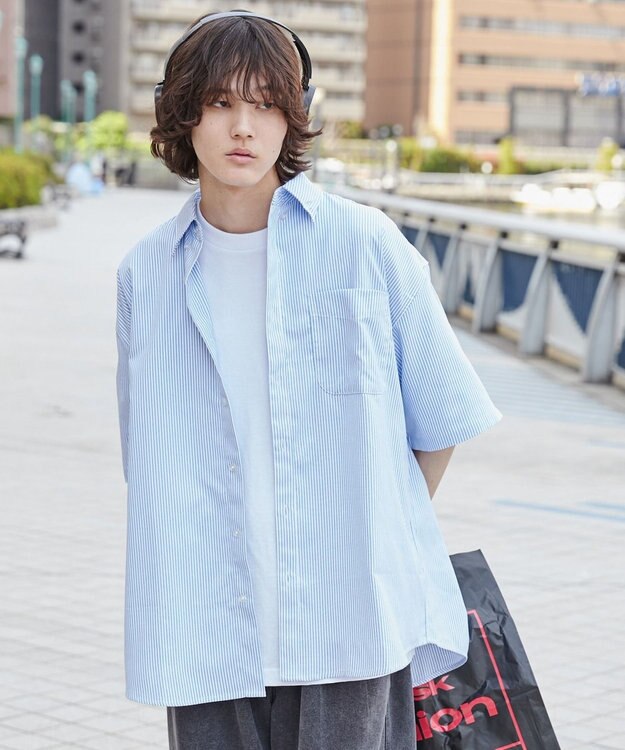 WEGO 【ユニセックス着用ITEM/シワになりにくい】イージーケアオックスフォードシャツ（S） ブルーストライプ