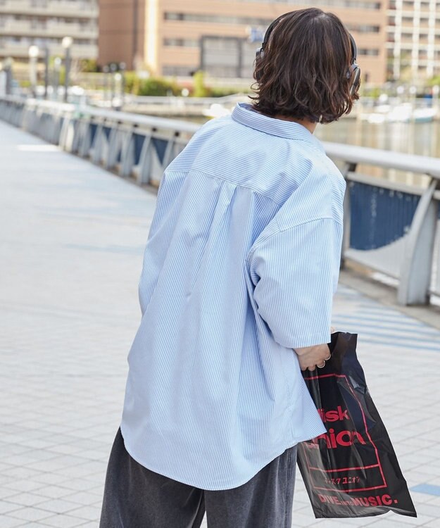 WEGO 【ユニセックス着用ITEM/シワになりにくい】イージーケアオックスフォードシャツ（S） ブルーストライプ