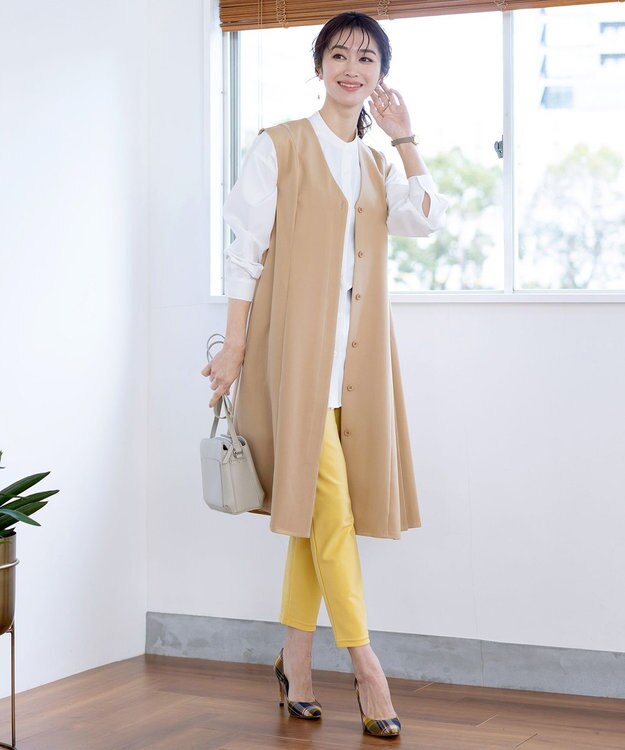 Tiaclasse L 【洗える】ジレワンピース ベージュ