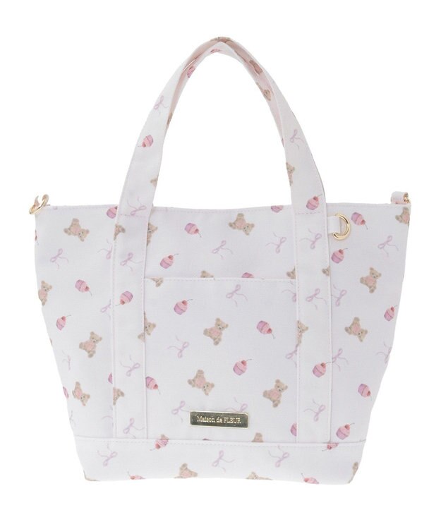 Maison de FLEUR ベア総柄2Wayトートバッグ Pink