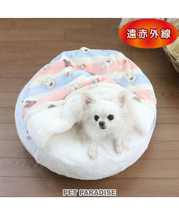 PET PARADISE リサとガスパール 丸型 遠赤外線 寝袋 カドラー《ポップ柄》 (50cm) -