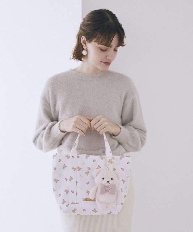 Maison de FLEUR ベア総柄2Wayトートバッグ Pink