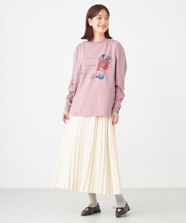 SHARE PARK LADIES 【LADIES】吸水速乾 フロントプリントTシャツ スモークピンク