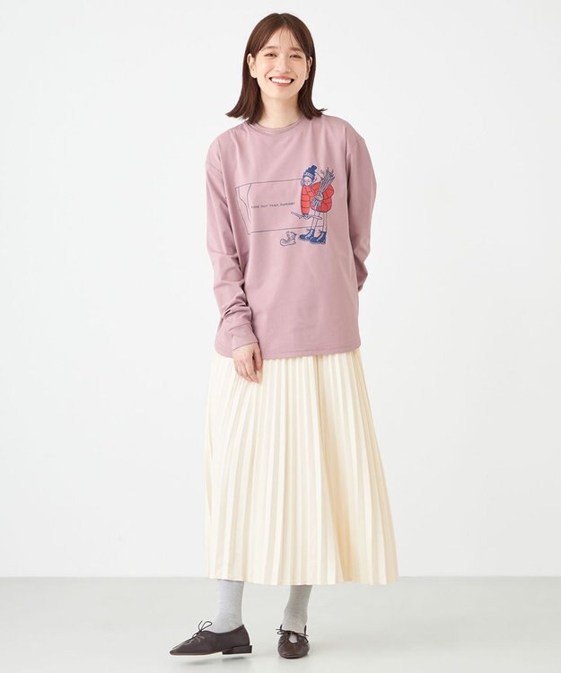 SHARE PARK LADIES 【LADIES】吸水速乾 フロントプリントTシャツ スモークピンク