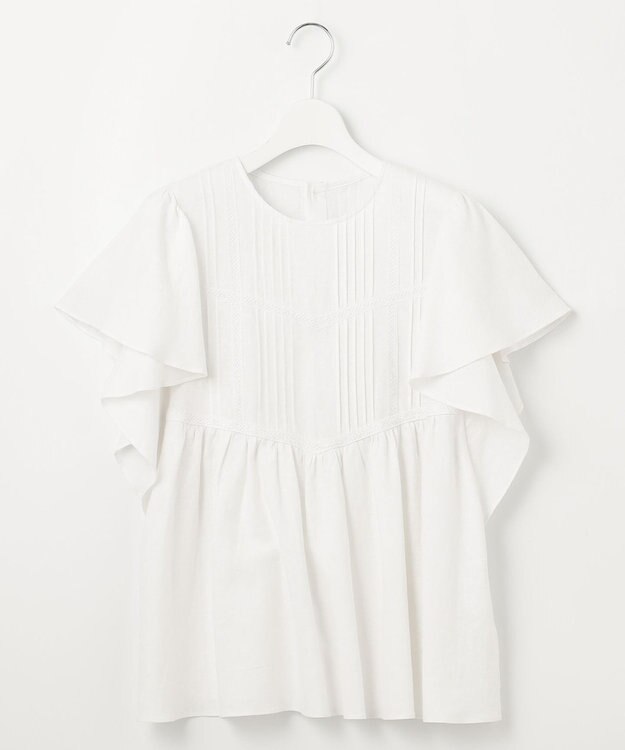 23区 【SLOW/一部店舗限定】ブライトリネン デザイン ブラウス ホワイト系