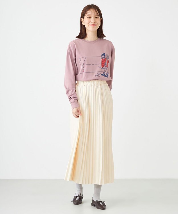 SHARE PARK LADIES 【LADIES】吸水速乾 フロントプリントTシャツ スモークピンク