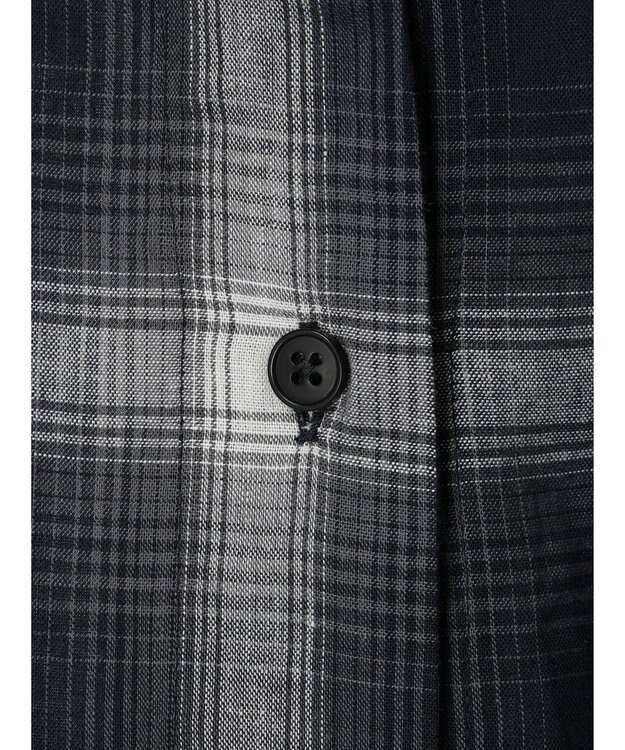 Green Parks リネンレーヨン前立てブラウス Check