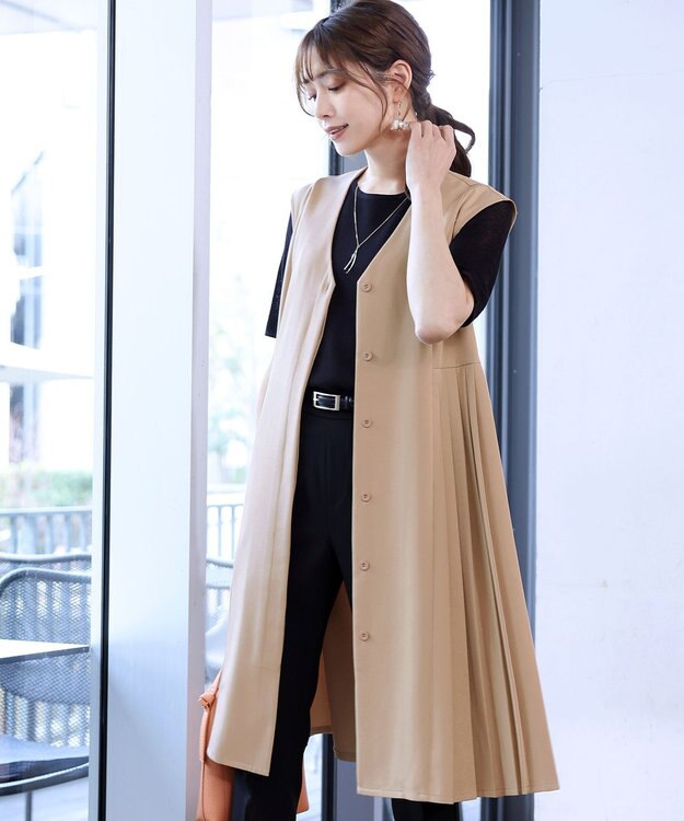 Tiaclasse L 【洗える】ジレワンピース ベージュ