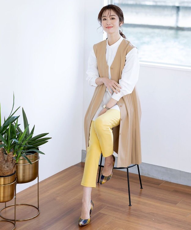 Tiaclasse L 【洗える】ジレワンピース ベージュ