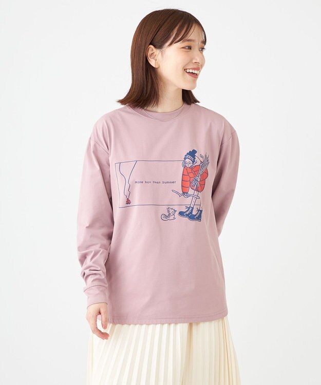 SHARE PARK LADIES 【LADIES】吸水速乾 フロントプリントTシャツ スモークピンク
