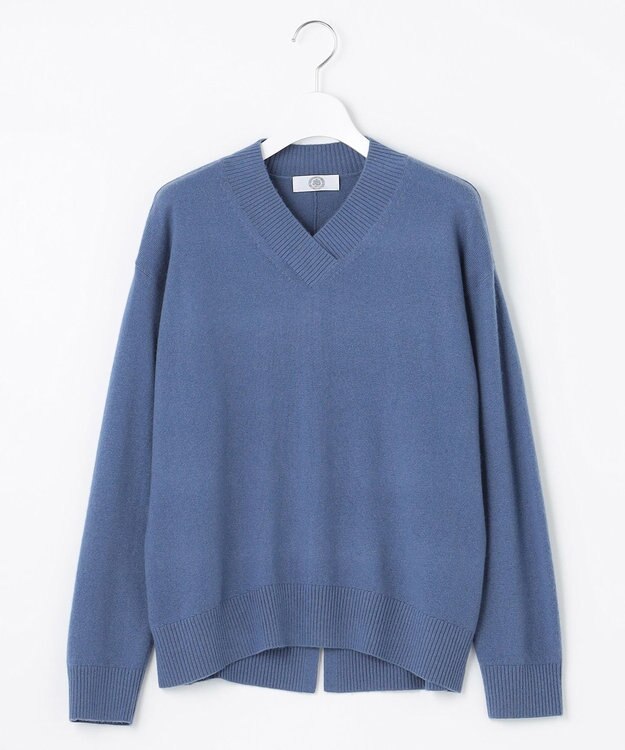 J.PRESS LADIES L 【洗える・WEB限定カラーあり】CASHMERE BLEND Vネック ニット サックスブルー系