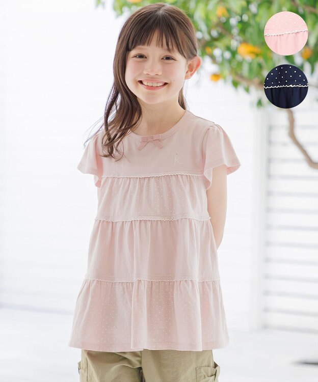 組曲 KIDS 【110-140㎝】 ドットティアードチュニック ピンク