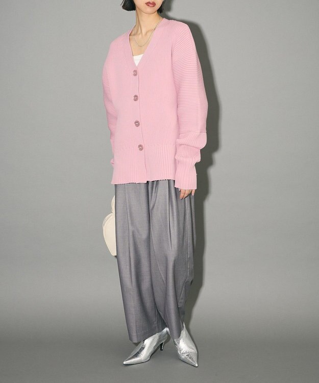 Green Parks リブニットカーディガン Pink