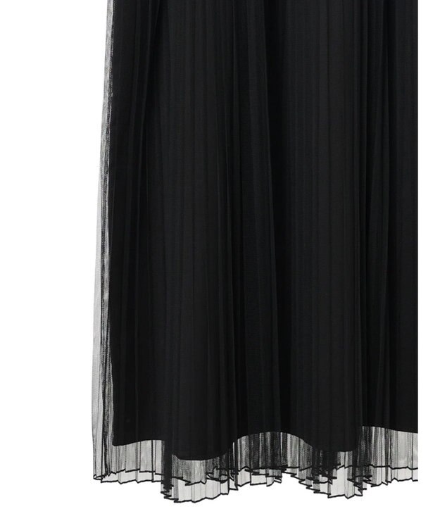 earth music&ecology レースチュールプリーツワンピース Black