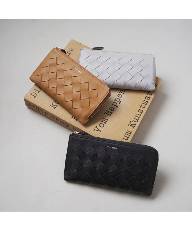 PELLE BORSA メッシュL字ファスナーコンパクト長財布 Chrono Weave クロノウィーブ 5843