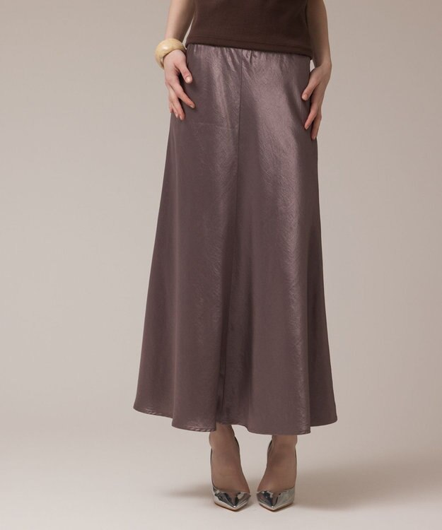 GRACE CONTINENTAL サテンバイアススカート ブラウン