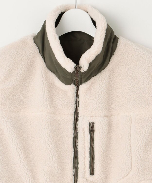 23区 S 【SLOW/一部店舗限定】リバーシブルボアコンビ ベスト アイボリーボアxカーキ