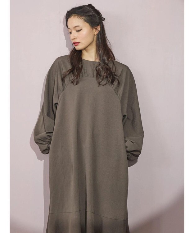 Green Parks ■ＥＳＣＡＲ　ギャザーヨークキリカエワンピース Charcoal Gray