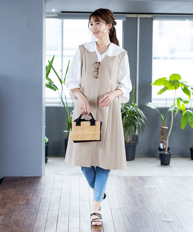 Tiaclasse L 【洗える】ジレワンピース グレージュ