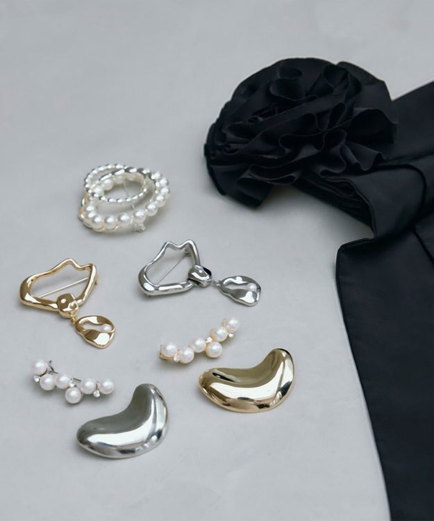 ICB パールサークルブローチ シルバー系