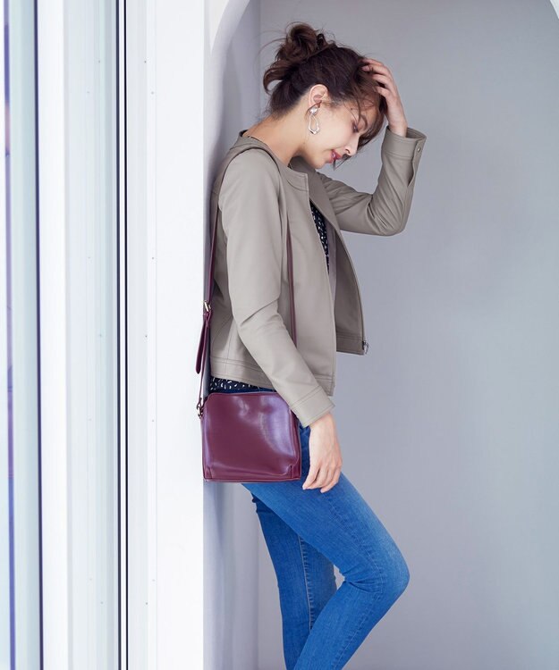 Tiaclasse L 【本革】ノーカラーシープレザージャケット モカ