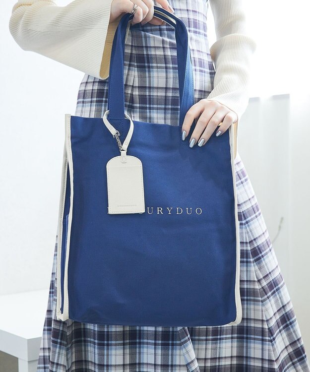 style code 【MERCURYDUO/マーキュリーデュオ】カードケース付　キャンバストートバッグ 推し活バッグ ネイビー