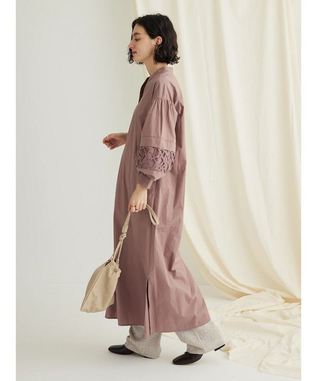 CRAFT STANDARD BOUTIQUE 袖レース使いワンピース Mocha