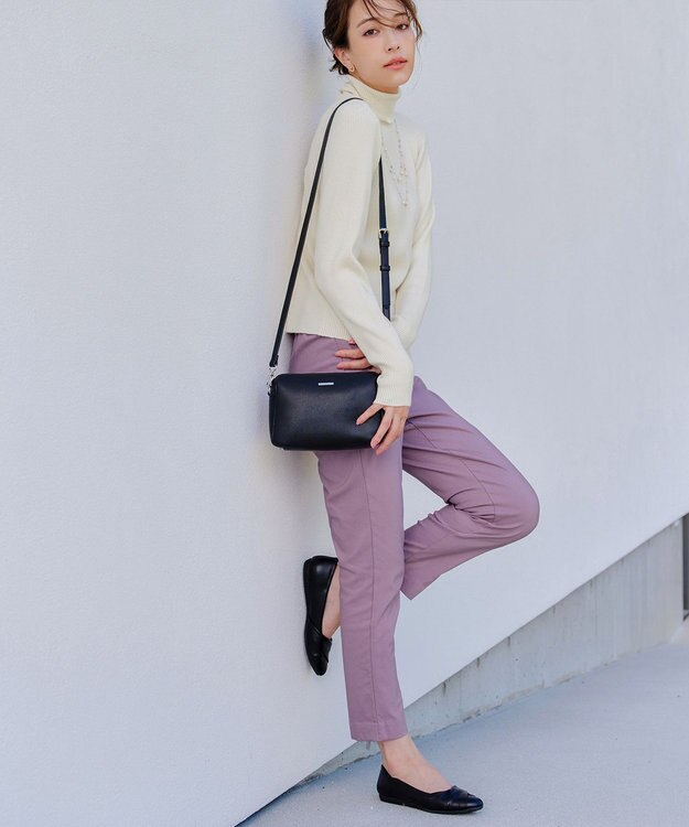 Tiaclasse L 【新色追加・洗える】リブタートルニット オフホワイト