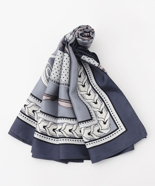 23区 ベルトモチーフ柄スカーフ グレー系