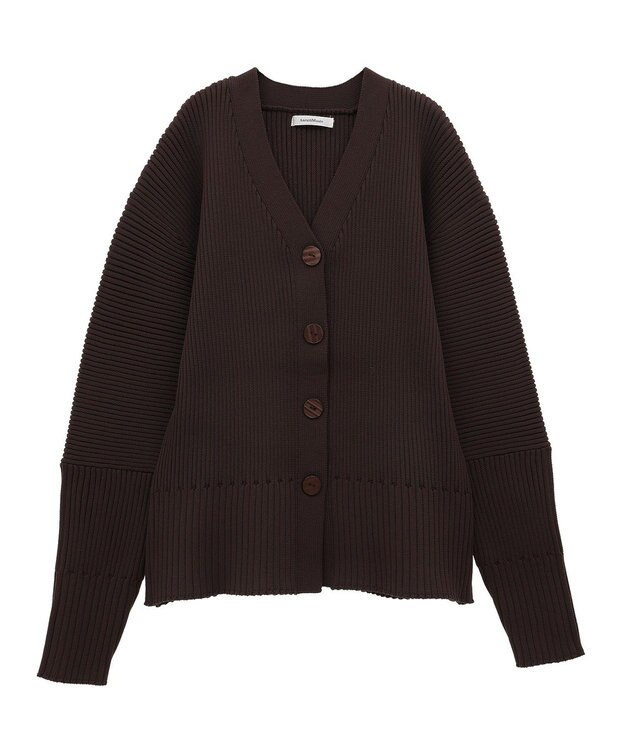 Green Parks リブニットカーディガン Brown