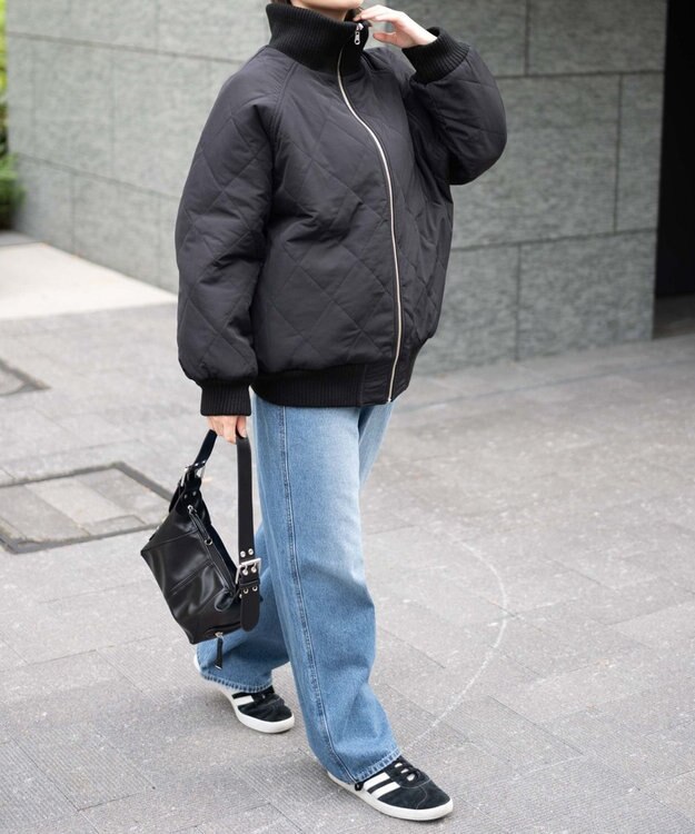 WEGO ヴィンテージライクFレザーRVブルゾン ブラック