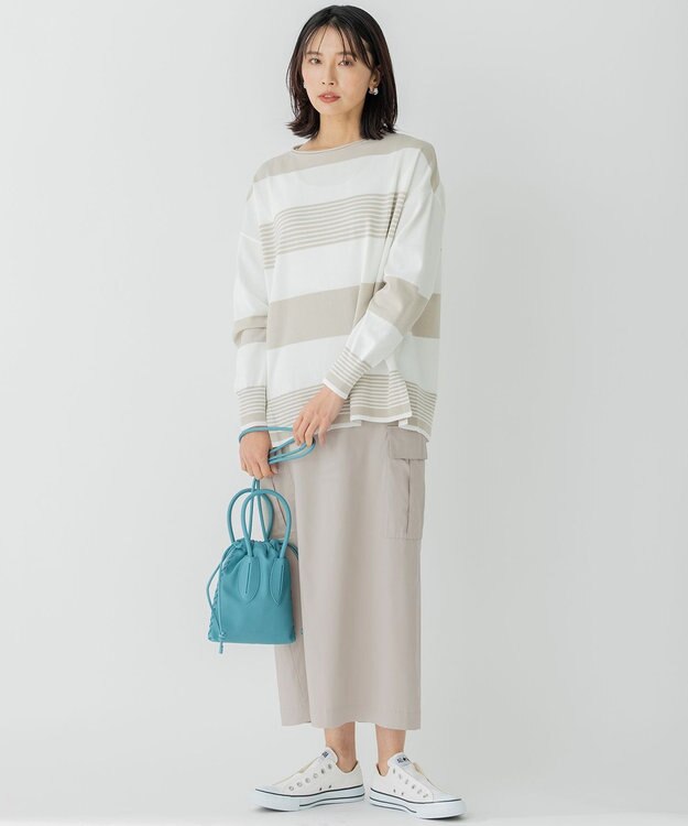 23区 【洗える】テンセルナイロンストレッチ カーゴ スカート ベージュ系