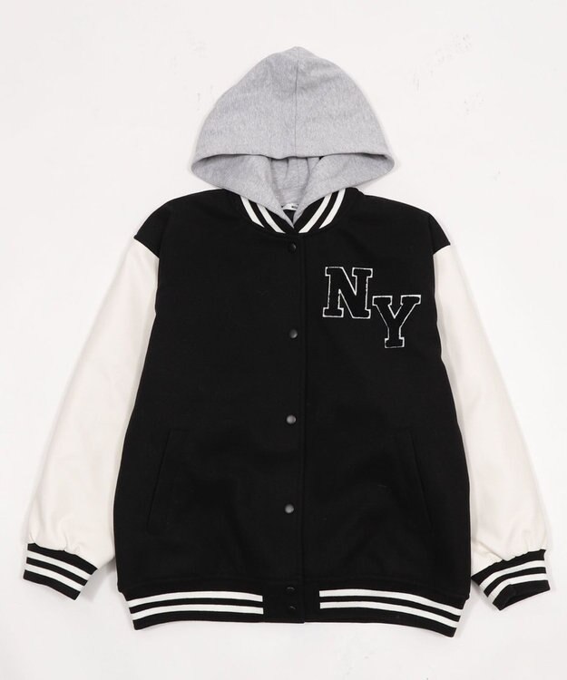 WEGO 2WAYフード付きビッグスタジャン ブラック