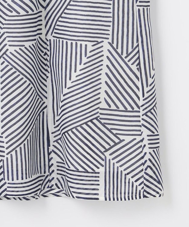 自由区 【洗える・XSサイズあり】モザイクラインプリント ワンピース ネイビー系6