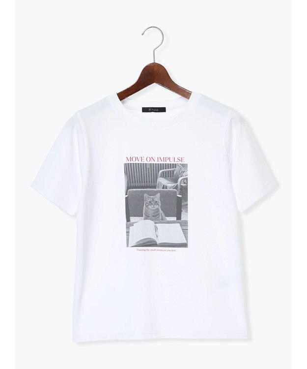 Te chichi アソートネコフォトスタンダードTシャツ レッド