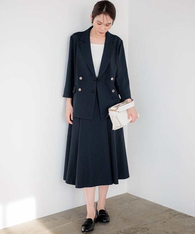 組曲 S ライトリネンライクフレア スカート ネイビー系