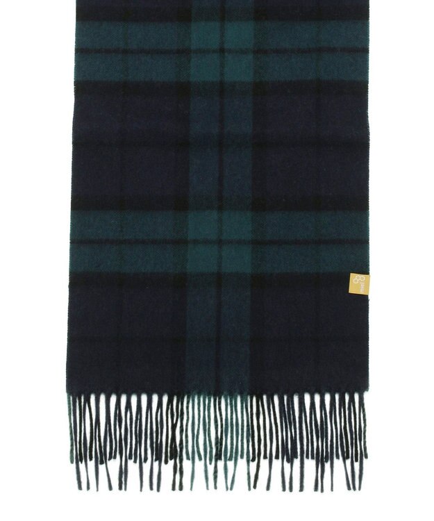 MOONBAT WEB限定【洗える】ミエル (miel) カシミヤ100％ チェックマフラー ネイビーブルー