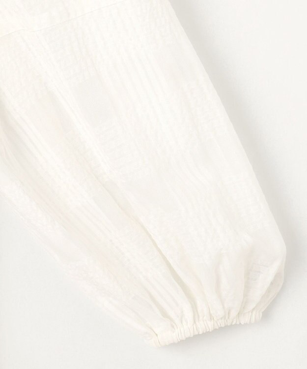 #Newans シアーチェックボリュームワンピース ホワイト