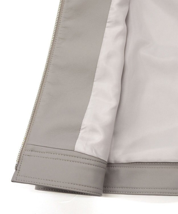 Tiaclasse L 【本革】ノーカラーシープレザージャケット モカ