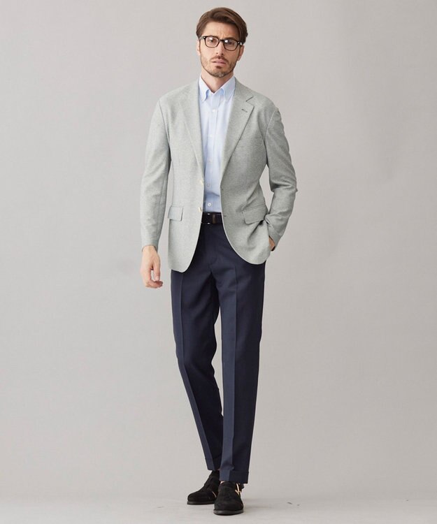 GOTAIRIKU とにかく涼しい/酷暑対応【シワになりにくい/吸水速乾】クールマックスサッカーシャツ サックスブルー×白