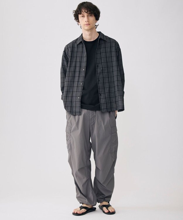 UNFILO MENS イージーケア エアリーシアーシャツ ブラックチェック