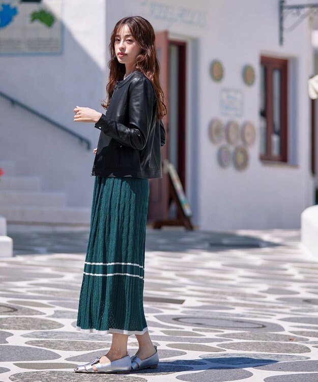 Tiaclasse L 【本革】ノーカラーシープレザージャケット ブラック