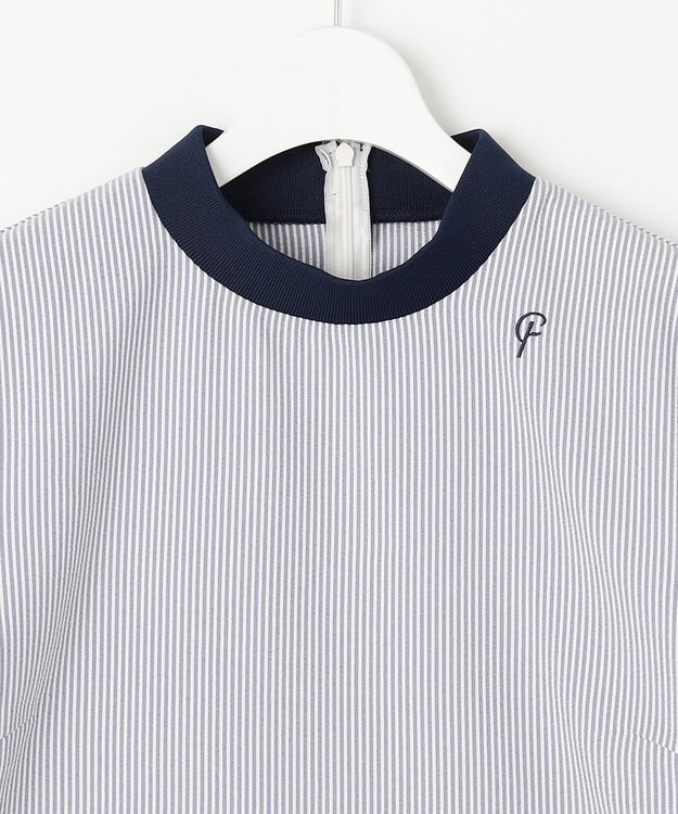 23区GOLF セットアップ企画【23Fondation/WOMEN】【吸水速乾】サッカーストライプ ツーピース ネイビー系2