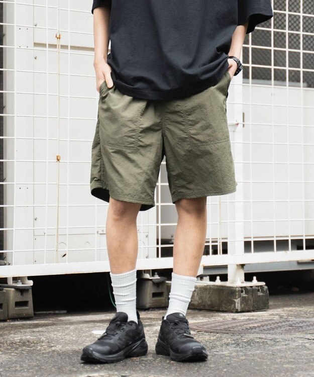 WEGO 【速乾/ウエストゴム/SMLサイズ】ナイロンイージーショーツ オリーブ