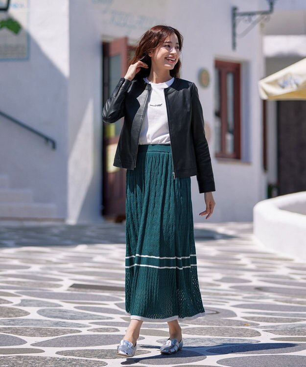 Tiaclasse L 【本革】ノーカラーシープレザージャケット ブラック