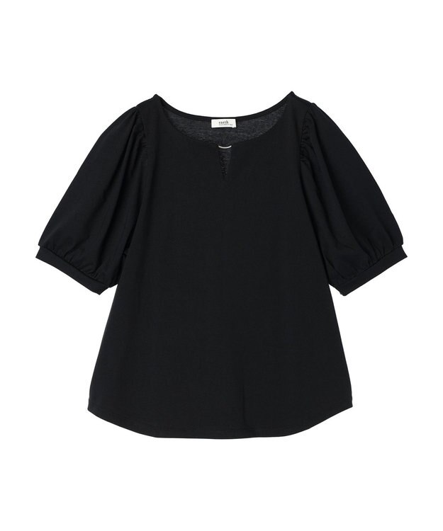 earth music&ecology パフスリーブキラリポイントプルオーバー Black